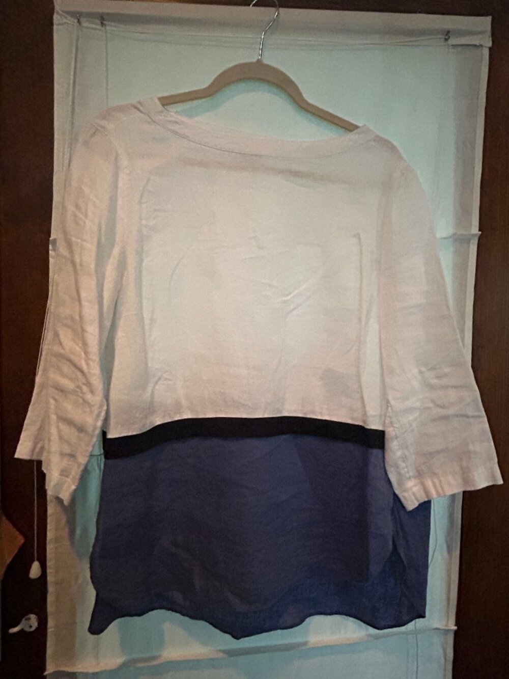 J. Jill Love Linen Colorblock tunic top - blue and white Size M - Picture 2 of 4